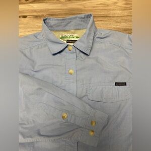 ExOfficio Womens Buzz Off Insect Shield Long Sleeve Shirt Lt Blue Size Medium